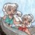 Young Kida and Meera ride a Ketak in 'Tales From Atlantis' by Lisa